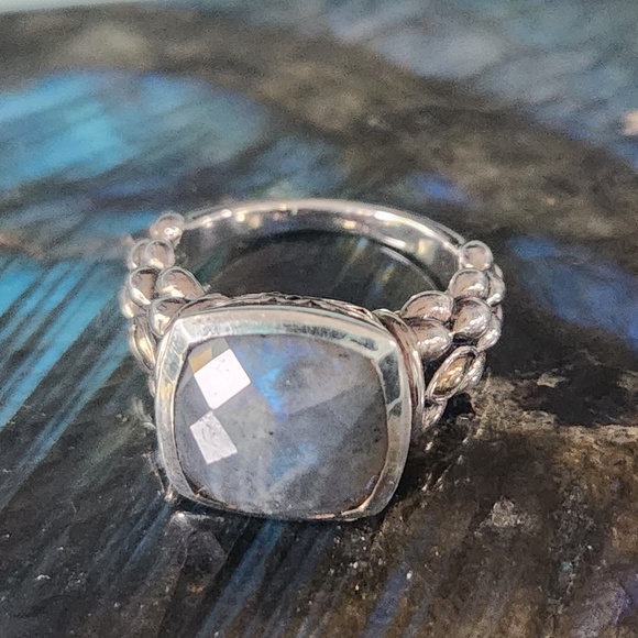 Angela By John Hardy Lotus Petal Labradorite 14K & Silver Ring Size 6, preloved - Picture 1 of 8